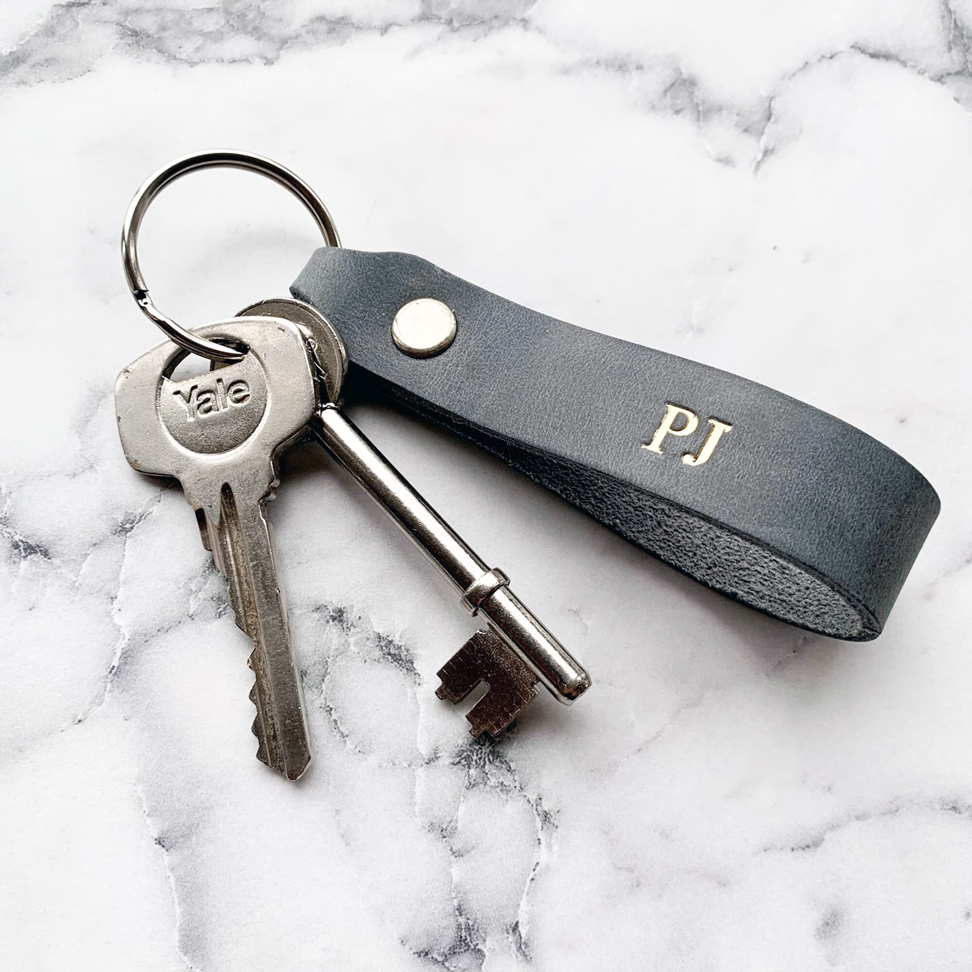 Personalised Embossed Leather Keychain. Monogrammed Leather Etsy
