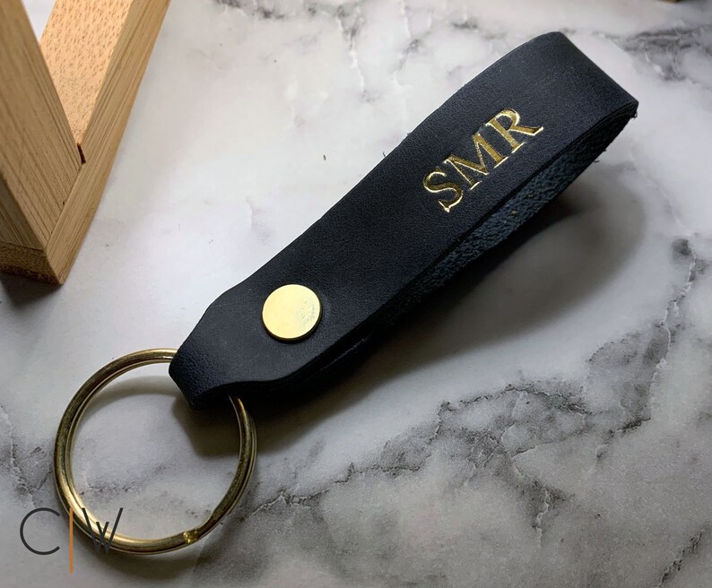 Personalised Embossed Leather Keychain. Monogrammed Leather Etsy