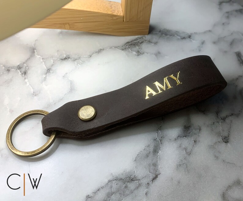Personalised Embossed Leather Keychain. Monogrammed Leather Etsy