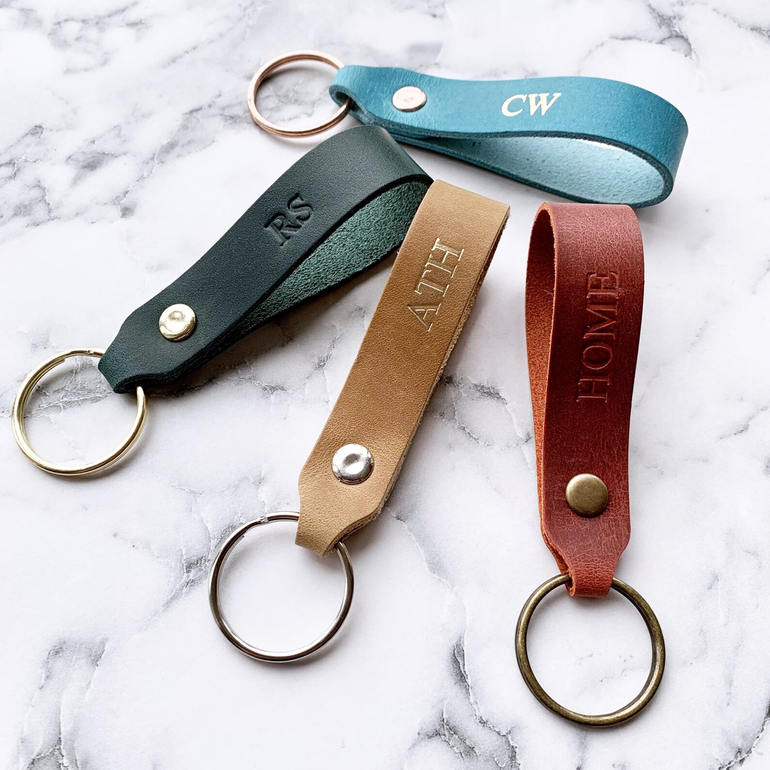Personalised Embossed Leather Keychain. Monogrammed Leather Etsy