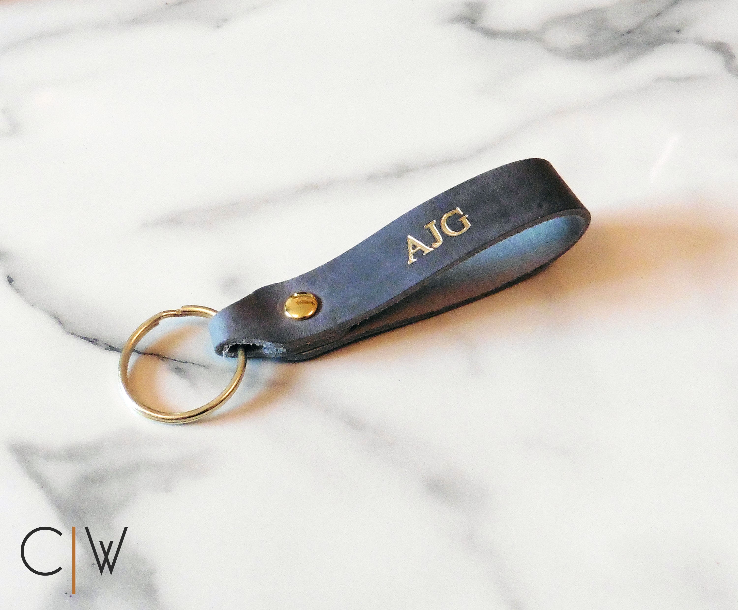 Personalised Embossed Leather Keychain. Monogrammed Leather Etsy