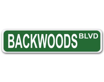 BACKWOODS BLVD. 4"x 17" aluminum street sign