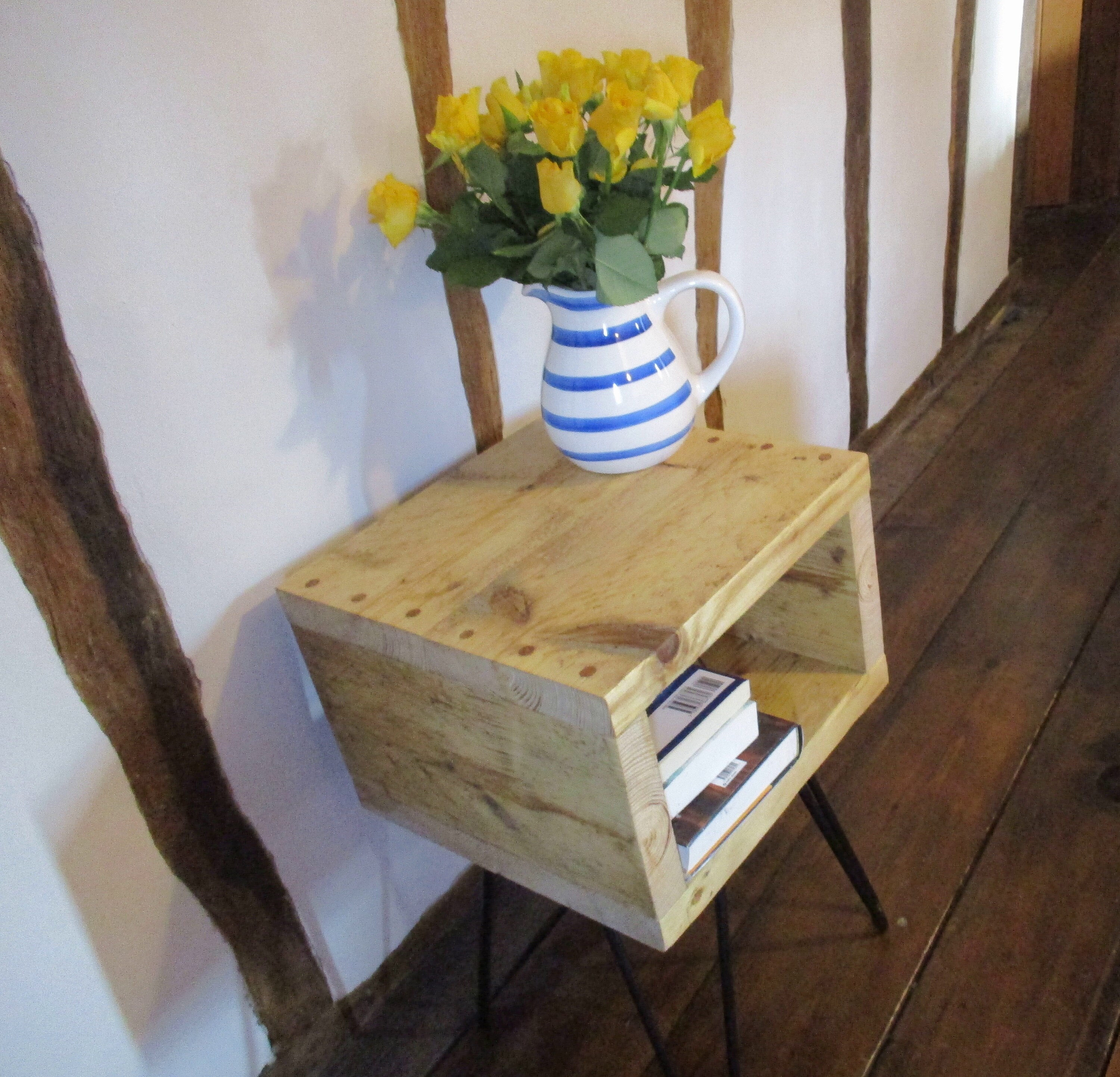 Bedside Table Rustic Side Table Reclaimed Scaffold Boards Wood Etsy