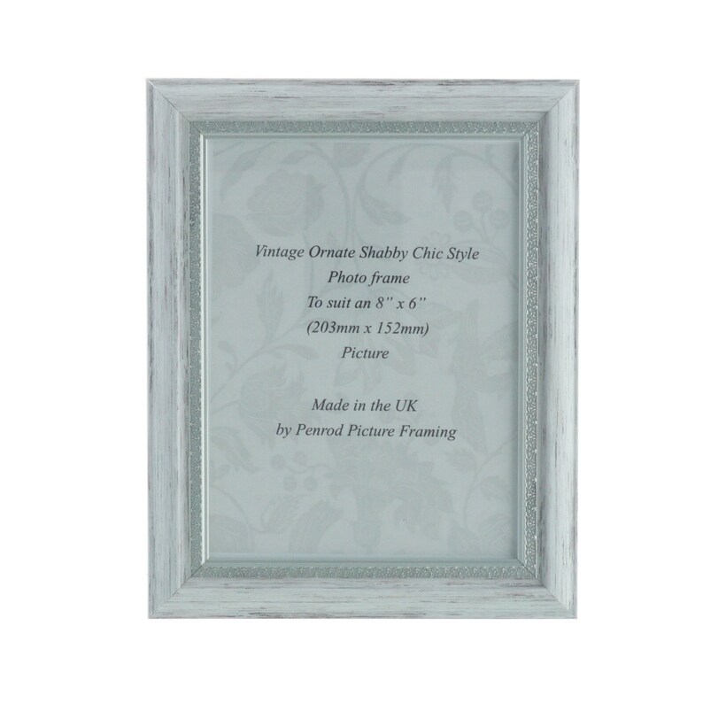 8 Pack Of Handmade Ornate Distressed White And Silver Shabby Image 0