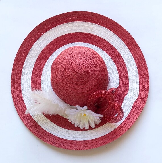 Red \u0026 White Derby Hat | Etsy