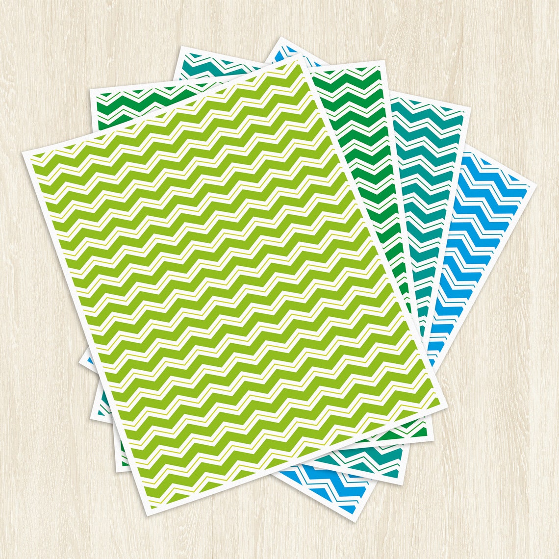 Rainbow Chevron Printable Pattern Paper Set - Etsy