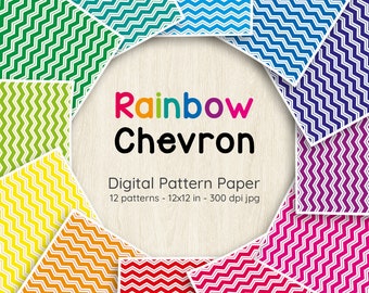 Rainbow Chevron - Printable Pattern Paper Set