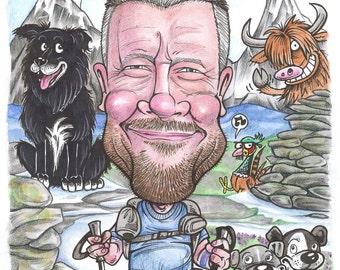 Personalised Caricatures and Cartoon Portraits Done From Photographs.  A4