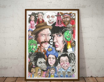 Caricature of The Mighty Boosh, Eco Friendly, Cult caricatures A3 Print/Poster
