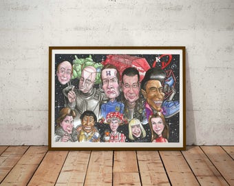 Caricature of Red Dwarf, Eco Friendly, Cult Caricature A3 Print/Poster