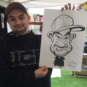 Caricature en noir et blanc d'une personne