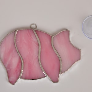 Stained Glass Pink Mini Potbelly Pig Suncatcher, Glass Art, Leaded Glass Piggy, Stained Glass Window Hangings, Colored Glass, Pig Decor
