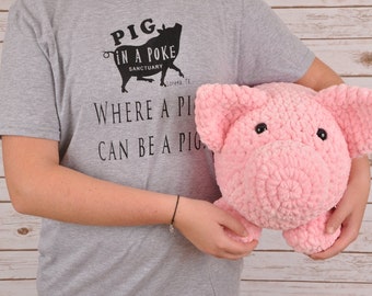 Crochet Pig, Mini Potbelly Pig Velvet Plush, Crochet Amigurumi Animal, Pig Gifts, Adopt a Pet Pig, Handmade Unique Pig Lover Gift, Stuffed