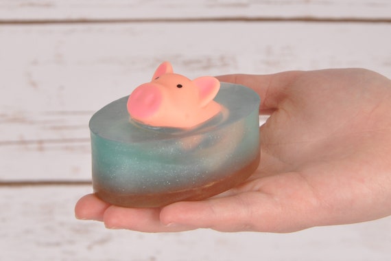 Pig Squeak Toy Soap: Handmade Spring Rain Scented Melt and Pour