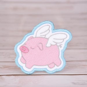 Flying Pig Embroidery Patch