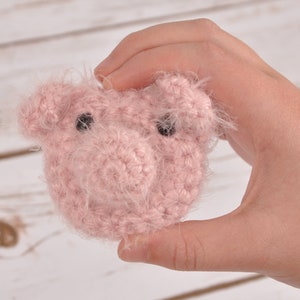 Crochet Pink Pig Magnet, Magnets Fridge, Magnetic Pig, Mini Potbelly Pig, Hand Made Item, Frazzled Piggy, Unique Gift, Pig Lover Gift, Fuzzy