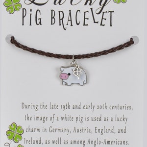 Lucky Charm White Mini Potbelly Pig Bracelet or Anklet, Ankle Bracelet, Unique Gift, Pig Lover Gift, Birthday Gift, Piggy, Handmade Item