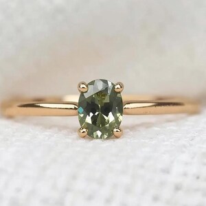 Solid Gold Green Sapphire Oval Engagement Ring, 9ct Gold Prong Set Sapphire Wedding Ring, Sapphire Promise Ring, Alternative Wedding Ring