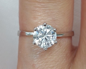 1 karaat ronde geslepen diamant simulant verlovingsring in sterling zilver, CZ cluster ring voor vrouwen, alternatieve betaalbare verlovingsring