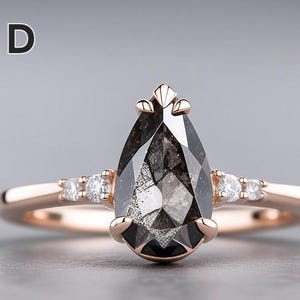 Salt and Pepper Diamond Engagement Ring, 14K Rose Gold Diamond Ring, Vintage Inspired Diamond Ring, 1 Carat Salt and Pepper Diamond Ring