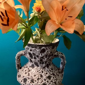 Rare French Vintage Fat Lava Ceramic Tripod Vase Planter Retro 1950s
