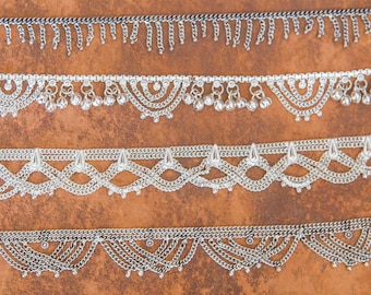 White metal Indian Gypsy Anklet / Chaine de Pieds indienne en metal blanc boho style bracelet de cheville tribal ethnic jewelry summer beach
