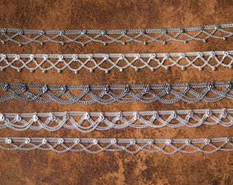 White metal Indian Gypsy Anklet - Boho Style Bracelet Anklet - Tribal ethnic jewelry summer beach - Dance Accessories - Oriental Jewelry