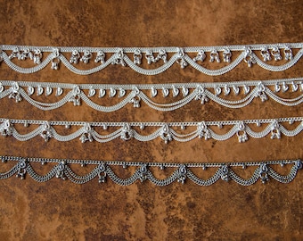 White metal Indian Gypsy Anklet / Chaine de Pieds indienne en metal blanc boho style bracelet de cheville tribal ethnic jewelry summer beach
