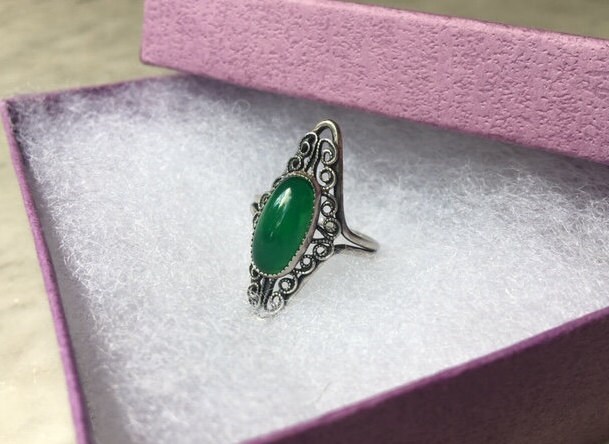 Vintage Beau Sterling Silver 925 Jade Green Stone Ring | Etsy