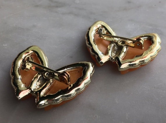 Vintage Peach Orange Lucite Thermoset Butterfly G… - image 8
