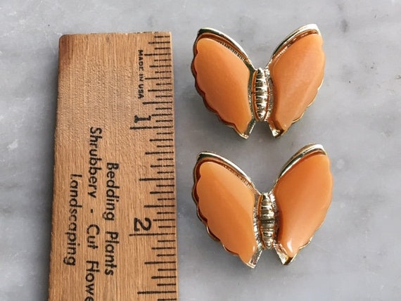Vintage Peach Orange Lucite Thermoset Butterfly G… - image 9