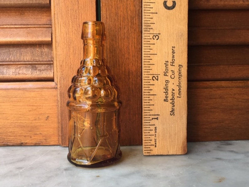 Vintage Amber Glass Mini Bitters Bottle Grape Bunch Cluster Etsy