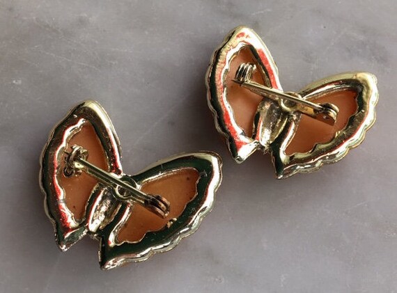 Vintage Peach Orange Lucite Thermoset Butterfly G… - image 7