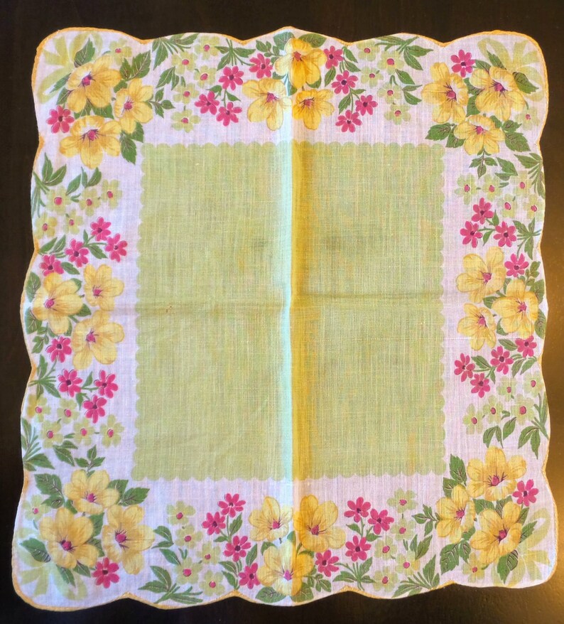 Yellow Flower Hanky, Floral Handkerchief image 2