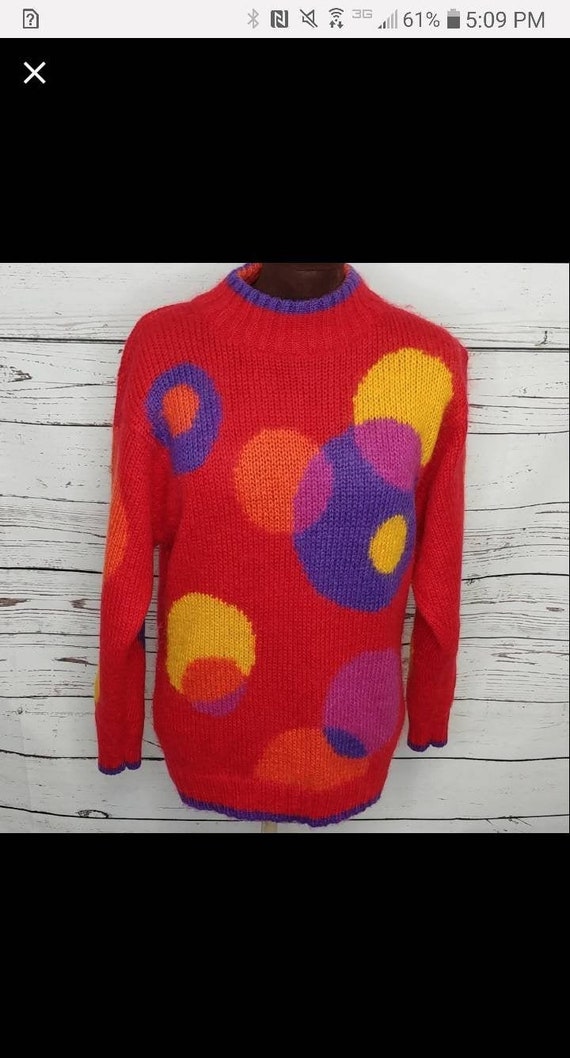 Tarazzia Red Retro Mohair Sweater