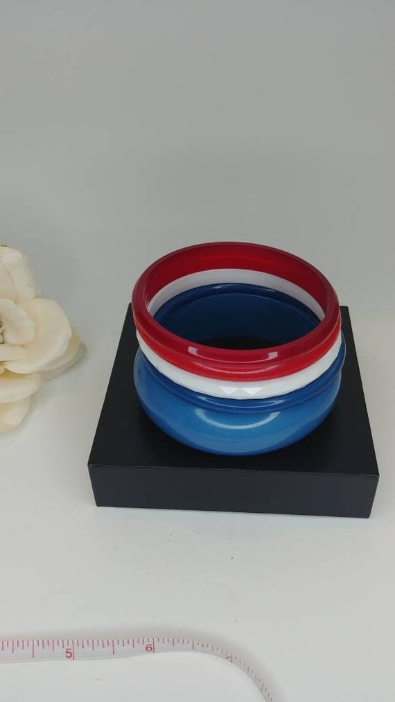 Red White Blue Stackable Plastic Bangles