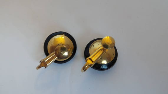 Jet Black Faceted Glass Screw Back Earrings - image 5