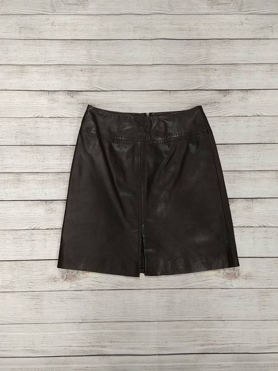 Margaret Godfrey Brown Leather Mini Skirt