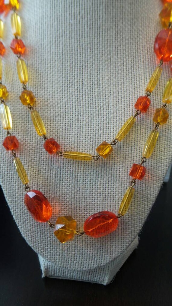 Yellow and Orange Bead Necklace - image 2
