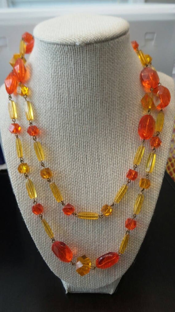 Yellow and Orange Bead Necklace - image 1