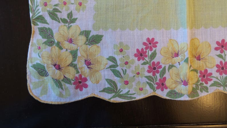 Yellow Flower Hanky, Floral Handkerchief image 3