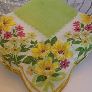 Yellow Flower Hanky, Floral Handkerchief image 1