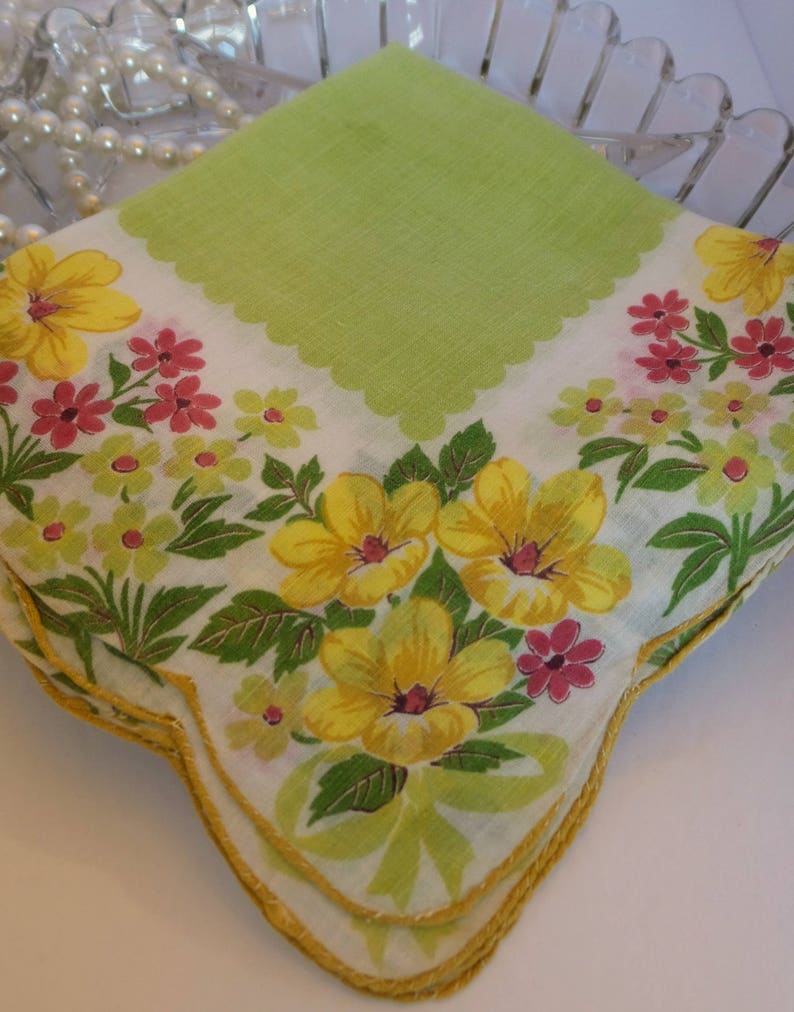 Yellow Flower Hanky, Floral Handkerchief image 1