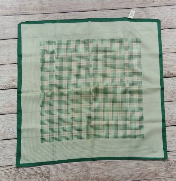 Green Plaid Scarf, Vintage Polyester Scarf - image 2