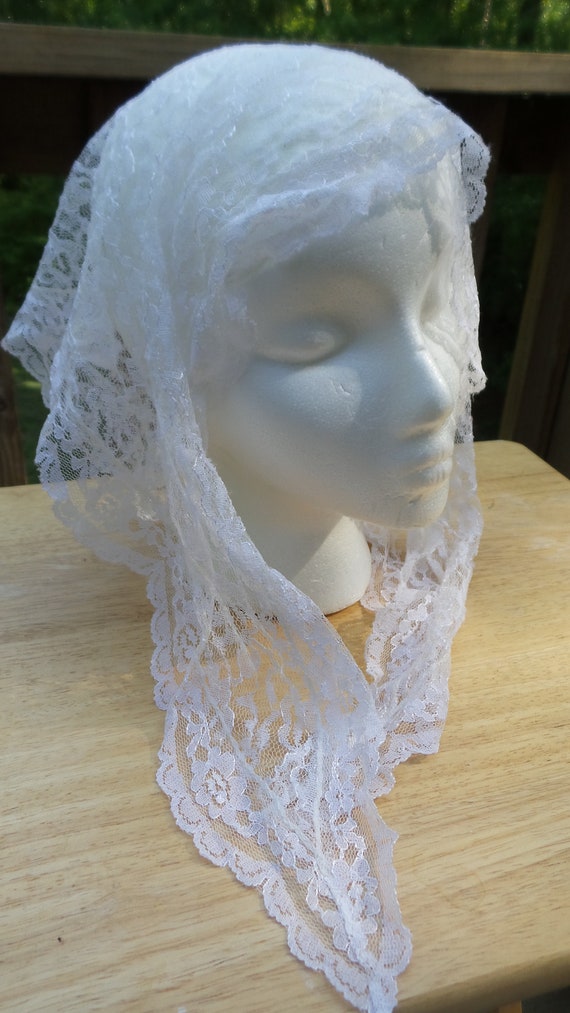 White Lace Triangle Scarf, Lace Wedge Scarf, White