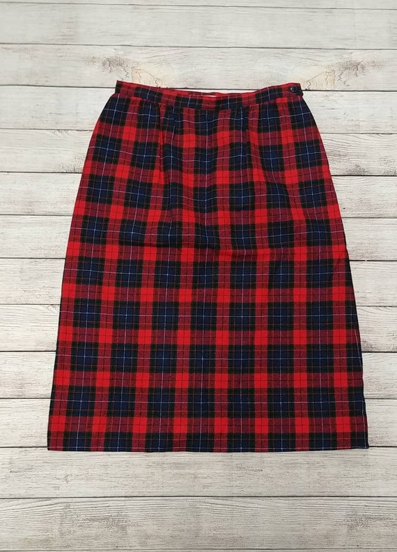 Pendleton Red and Blue Wool Skirt - Gem