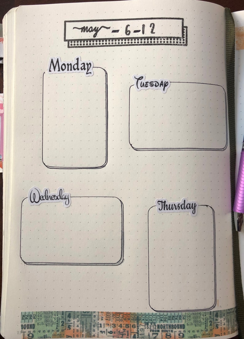 Fancy Days of the Week Printable Planner Cover Hobonichi EC - Etsy