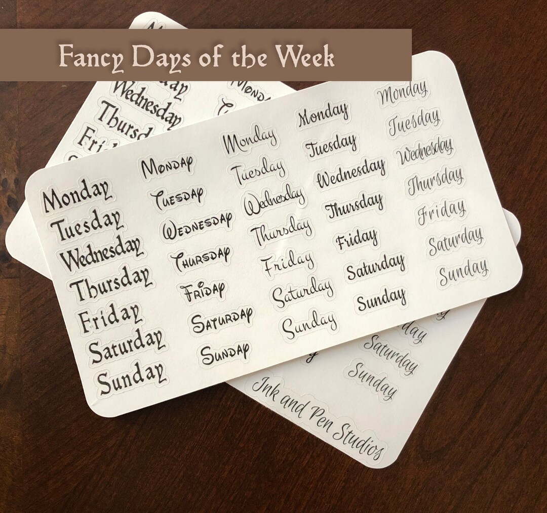 fancy writing days of the week