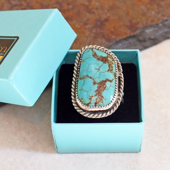 Old Pawn Navajo Mens Sterling Silver and Turquois… - image 9
