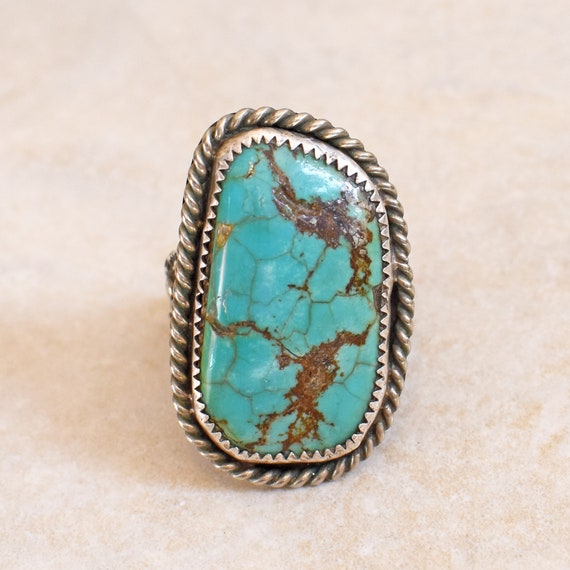 Old Pawn Navajo Mens Sterling Silver and Turquois… - image 2